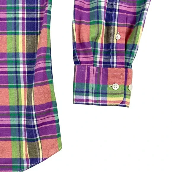 Faconnable Shirt Mens S Multicolor Plaid Long Sleeve Button Down Club Fit France - Picture 5 of 13